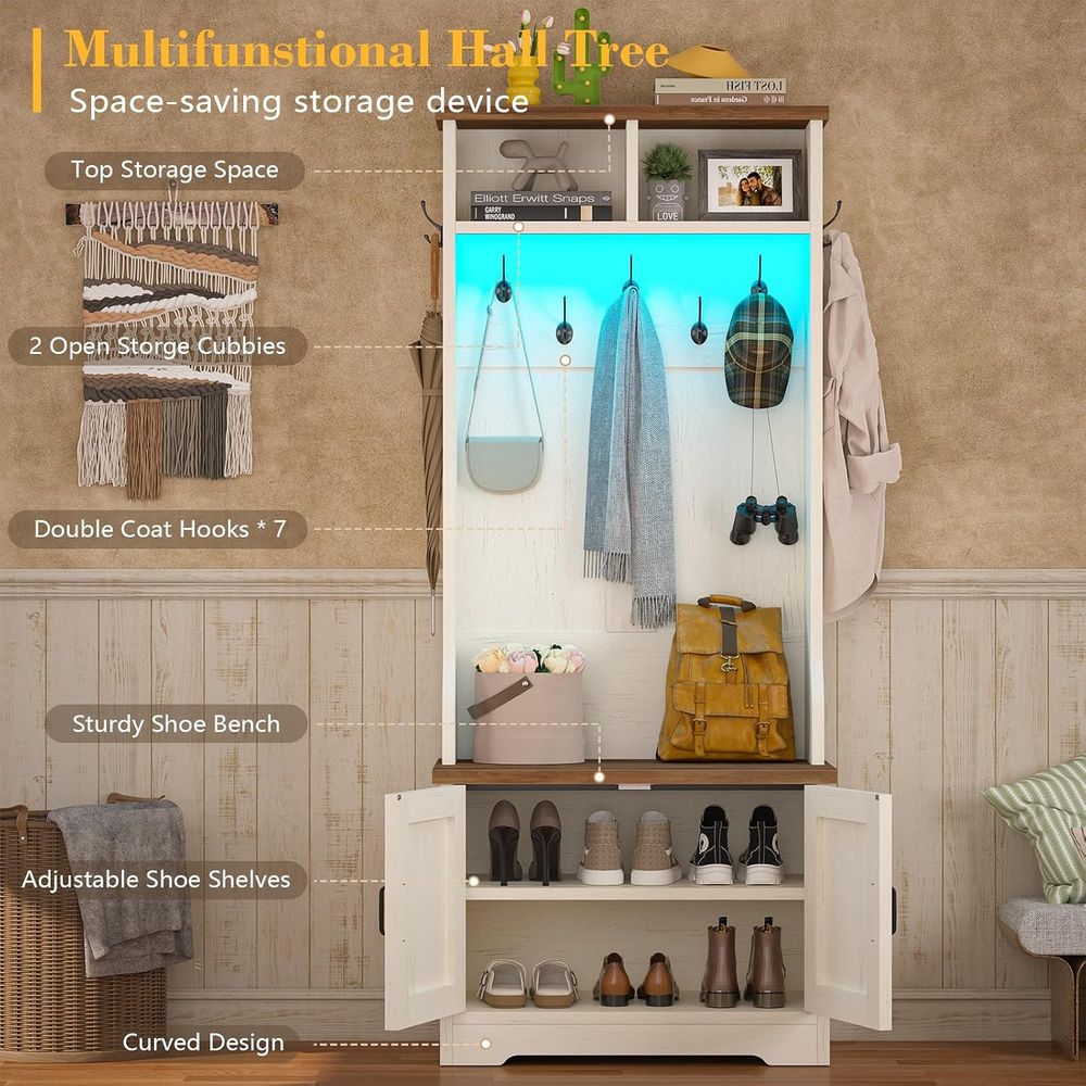 Small Hall Tree with Bench and - Shoe Tree ulasan dan harga