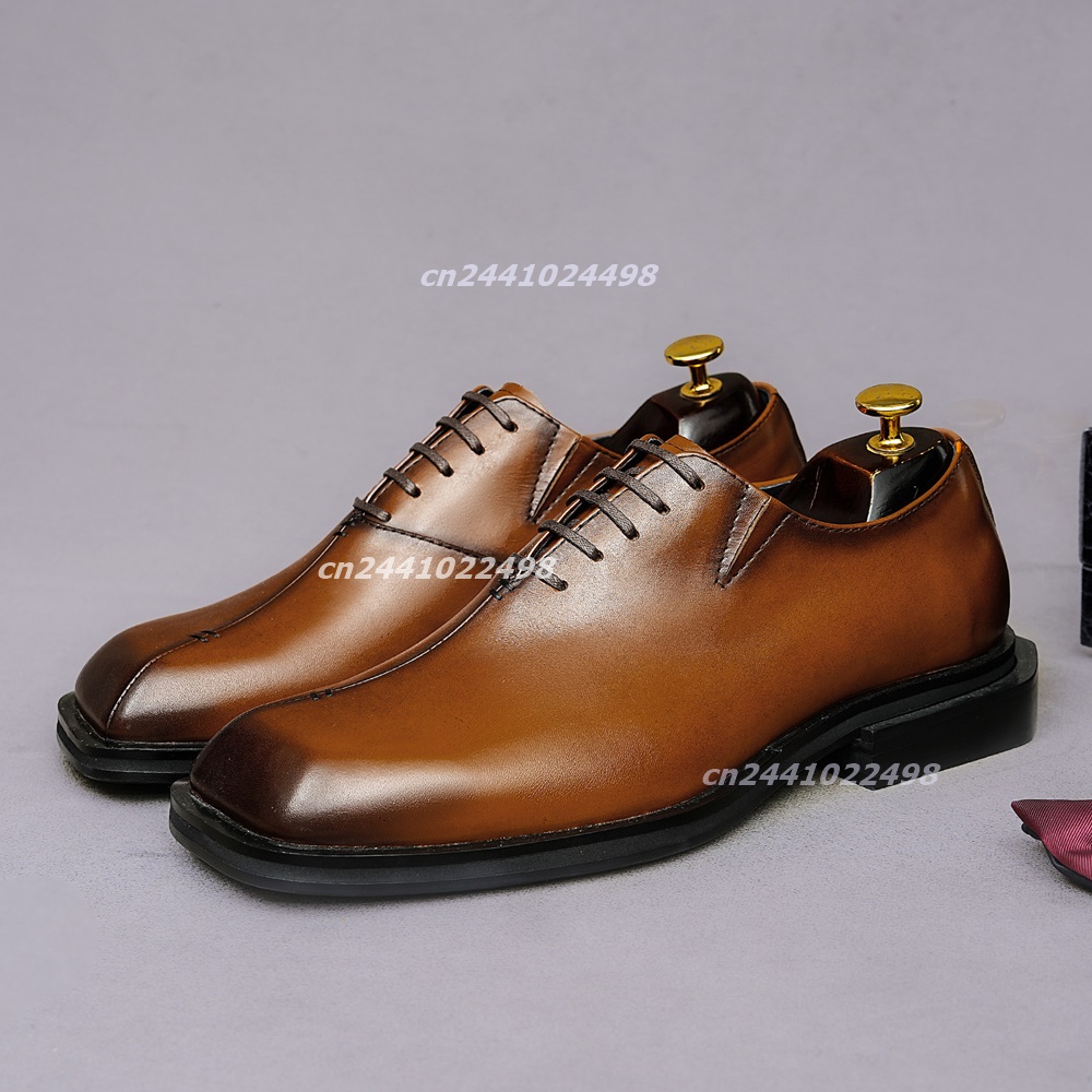Handmade Square Toe Brown Leat - Leather Shoe Polish ulasan dan harga